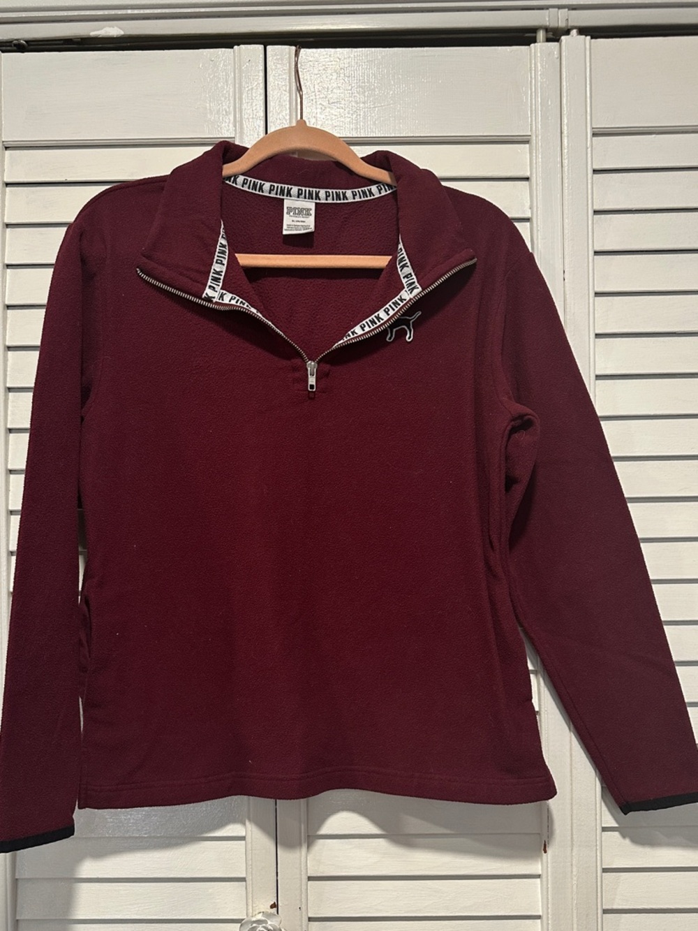 PINK Victoria's Secret Maroon Quarter-Zip Fleece Pullover